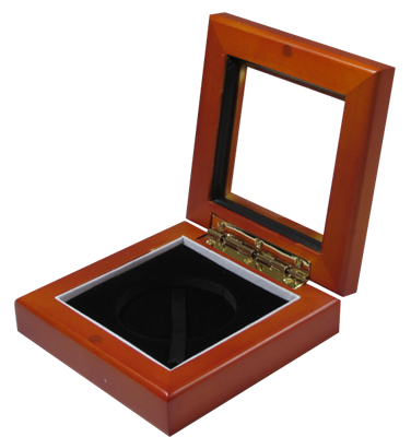Guardhouse 3.87x3.87 Glass-top Wood Display Box - Holds Small Sized Capsule