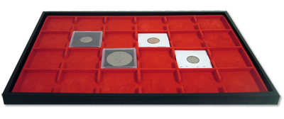 Elegant 2x2 Display Tray and Jewelry Pad - (Red / 24 Slots)