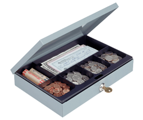 Cash Box with Tray and Security Lock - 11.25x7.5x2