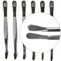 Curved Round Tip Nickel Tongs - 4 3/4"