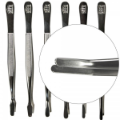 Curved Narrow Tip Nickel Tongs - 4 3/4"
