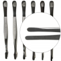Straight Narrow Tip Nickel Tongs 4 3/4"