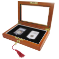 Wood Glass-Top Display Slab Box with Latch and Key - 2 Slab Universal