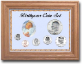 Solid Oak Birthyear Frame Cent thru Large $ - Blue