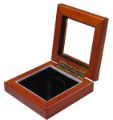 Guardhouse 3.87x3.87 Glass-top Wood Display Box - Holds Small Sized Capsule
