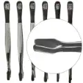 Curved Spade Tip Nickel Tongs - 4 3/4"