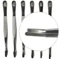 Curved Narrow Tip Nickel Tongs - 4 3/4"