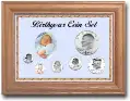 Solid Oak Birthyear Frame Cent thru Large $ - Blue