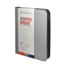 Zipper Binder with 3 Ring Clip - Gray