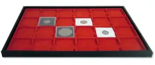 Elegant 2x2 Display Tray and Jewelry Pad - (Red / 24 Slots)