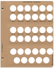 Jefferson Nickels with Proof Replacement Page 6 2002-D to 2005-S Pr.