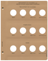Statehood Quarters DC & Territories w/proof Replacement Page 1 DC 2009 P-Guam 2009 S Sil. Pr.