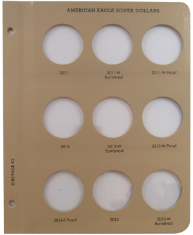 American Eagle Silver Dollars w/Proof Vol 2 Replacement Page 2 2011-2013W Burnished