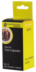 Quarter (24.3mm) Direct-Fit EvoCore Coin Capsules - 10 Pack