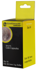 Large Dollar (38.1mm) Direct-Fit EvoCore Coin Capsules - 10 Pack