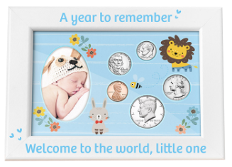 Babys First Year Coin & Photo Frame (Boy)
