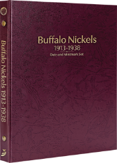Buffalo Nickels 1913-1938, Date & Mintmark Set P, D & S (Burgundy)