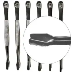 Curved Spade Tip Nickel Tongs - 4 3/4"