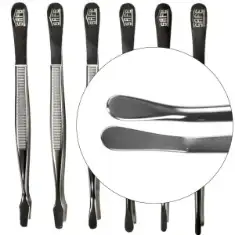 Curved Round Tip Nickel Tongs - 4 3/4"