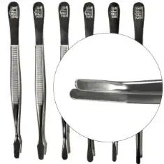 Curved Narrow Tip Nickel Tongs - 4 3/4"