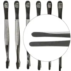 Straight Narrow Tip Nickel Tongs 4 3/4"