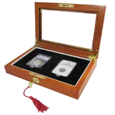 Wood Glass-Top Display Slab Box with Latch and Key - 2 Slab Universal
