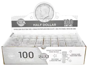 Round Coin Tube-Half-Dollar, 100/box