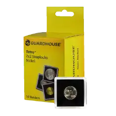 Nickel, $5.00 Gold 2x2 Tetra Snaplock Coin Holder - 10 per pack
