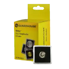 Dime, $2.50 Gold 2x2 Tetra Snaplock Coin Holder - 10 per pack
