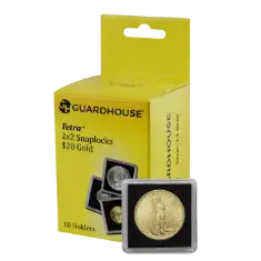 20 Dollar Gold 2x2 Tetra Snaplock Coin Holder - 10 per pack