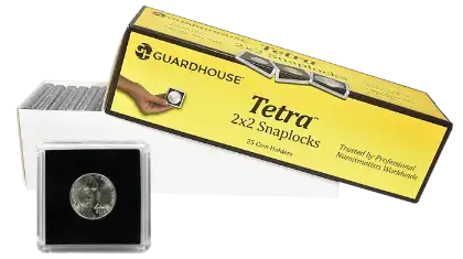 Nickel, $5 Gold 2x2 Tetra Snaplock Coin Holder - 25 per pack