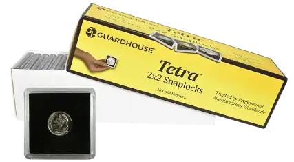 Dime, $2.50 Gold 2x2 Tetra Snaplock Coin Holder - 25 per pack