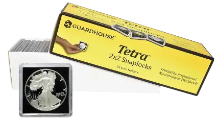 American Silver Eagle 2x2 Tetra Snaplock Coin Holder -  25 per pack