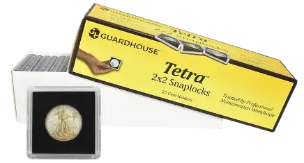 1/2 Ounce Gold Eagle, $10 Gold 2x2 Tetra Snaplock Coin Holder  - 25 per pack