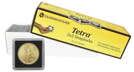 $20 Gold 2x2 Tetra Snaplock Coin Holder- 25 per pack