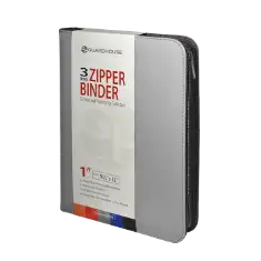 Zipper Binder with 3 Ring Clip - Gray