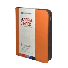 Zipper Binder with 3 Ring Clip - Orange