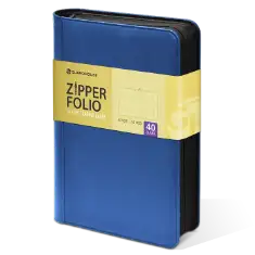 Graded Trading Card Zipper Folio for 40 PSA Card Slabs - Blue Denim