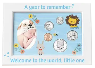 Babys First Year Coin & Photo Frame (Boy)