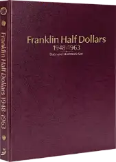 Franklin Half Dollars 1948-1963, Date & Mintmark Set P, D & S (Burgundy)