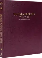 Buffalo Nickels 1913-1938, Date & Mintmark Set P, D & S (Burgundy)