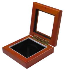 Guardhouse 3.87x3.87 Glass-top Wood Display Box - Holds Large Sized Capsule