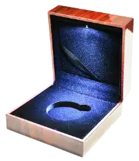 Lighted L Capsule Box with Faux Wood Grain Finish
