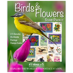 Birds & Flowers -- 25 Stamps 18562, 9TRT2978, Birds & Flowers -- 25 Stamps, HE Harris & Co