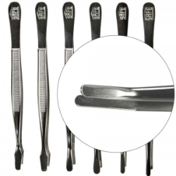 Curved Narrow Tip Nickel Tongs - 4 3/4"