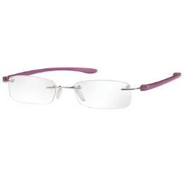 Rimless Magnifying Eye Glasses +2.5 (Purple Small)