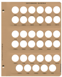 Jefferson Nickels with proof Replacement Page 1 1938-P - 1949-P