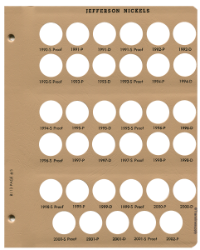 Jefferson Nickels with proof Replacement Page 5 1990-S Pr. to 2002-P