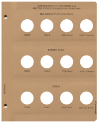 Statehood Quarters DC & Territories w/proof Replacement Page 1 DC 2009 P-Guam 2009 S Sil. Pr.