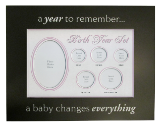 Birth Year Coin Set Frame - Baby Girl